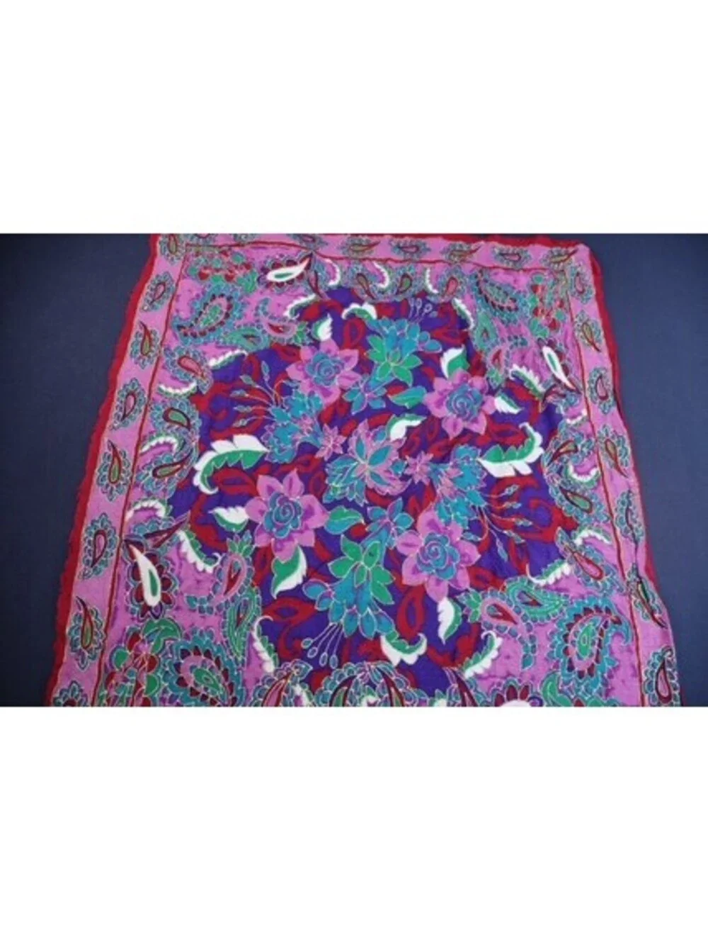 Set of Five Vintage Floral and Patterned Scarves: Silk, wool